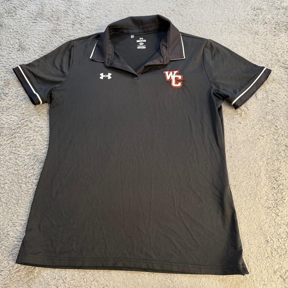 Under Armour Womens S Polo Shirt Black HeatGear Performance Golf Churchill HS WC